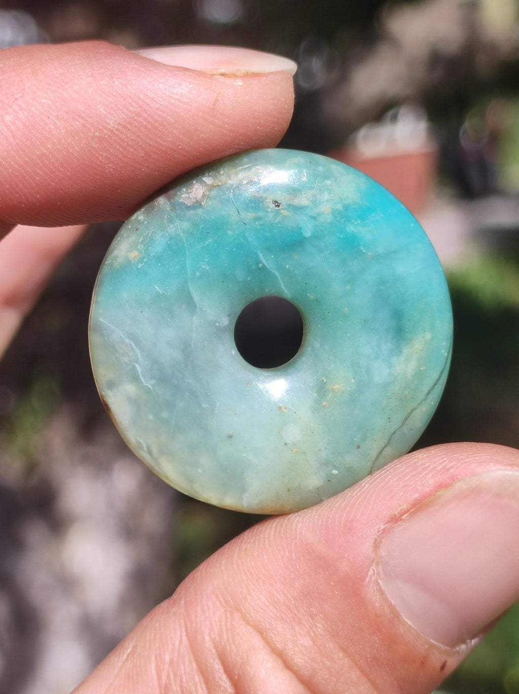 Opal Andean Opal Blue ~ Gemstone Necklace HIPPIE GOA Boho Ethno Nature Donut Protection Symbol Healing Stone Chakra Collector Mineral Rarity Man Woman