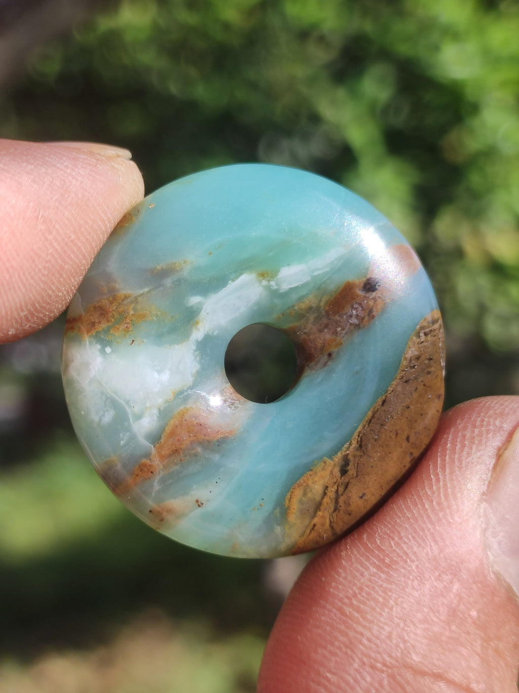 Opal Andean Opal Blue ~ Gemstone Necklace HIPPIE GOA Boho Ethno Nature Donut Protection Symbol Healing Stone Chakra Collector Mineral Rarity Man Woman