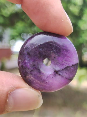Sugilite protection donut gemstone crystal healing stone rarity rare collector sugilite purple pendant round gift man woman he her friend violet