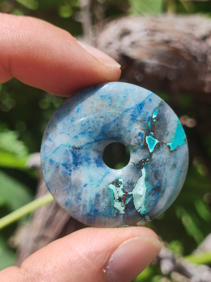 Shattuckit - Chrysocoll Donut Edelstein Kette Heilstein Schutzsymbol Mann Frau Glück HIPPIE GOA Boho Ethno Natur Rarität Geschenk Er Sie