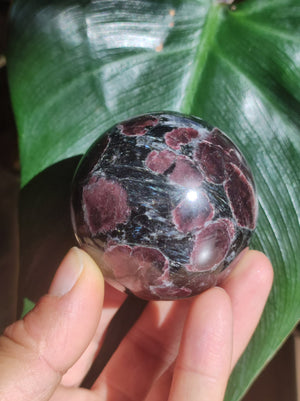 Garnet in Astrophyllite ~ Magical Gemstone Ball Massage &amp; Decoration Sphere Crystal Play Ball Meditation ~HIPPIE ~GOA~Boho~Ethno~Healing Stone
