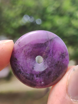 Sugilite protection donut gemstone crystal healing stone rarity rare collector sugilite purple pendant round gift man woman he her friend violet