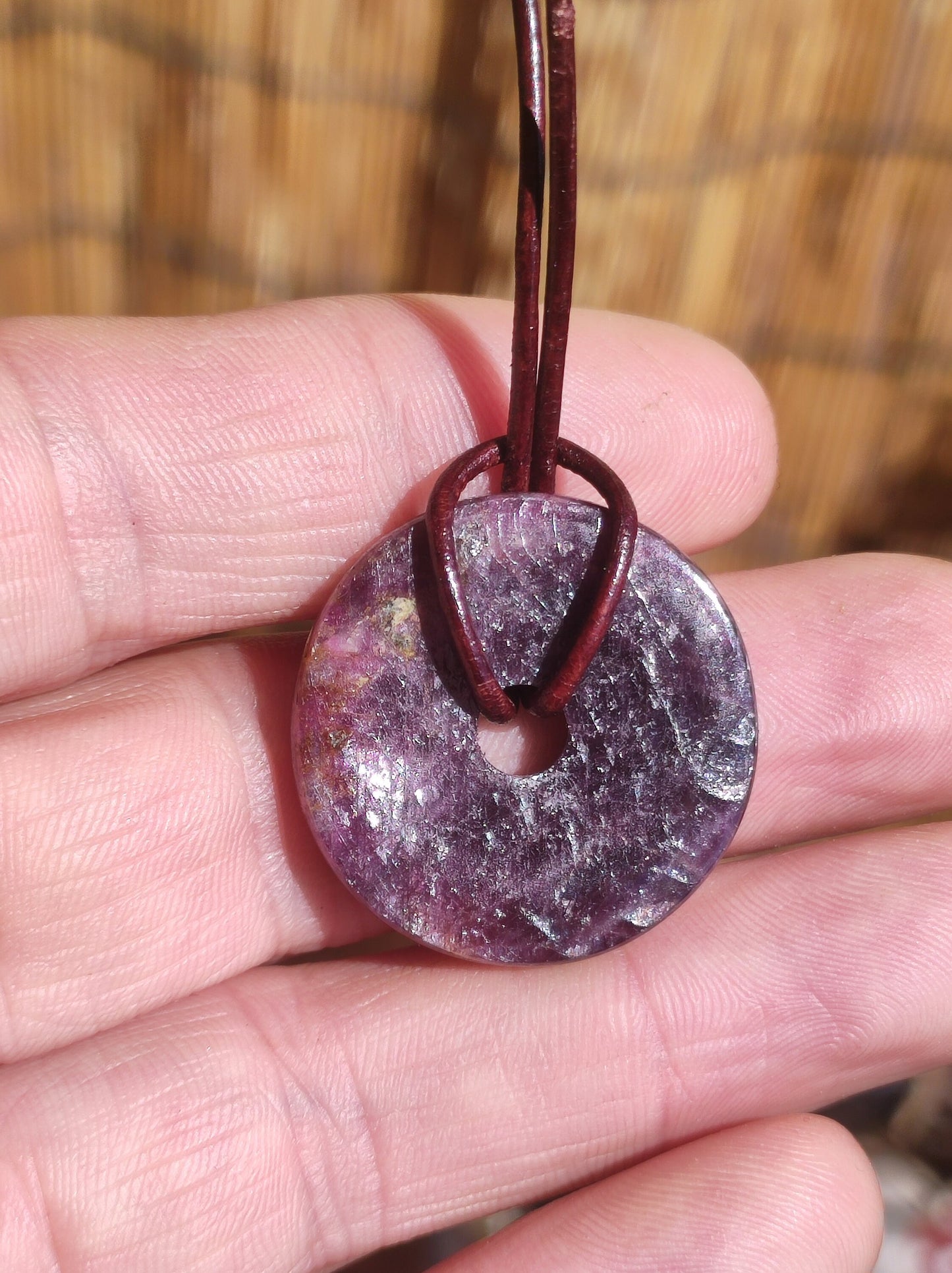 Ruby protective donut ~ gemstone necklace crystal healing stone rarity rare collector red purple pendant round gift man woman him her friend