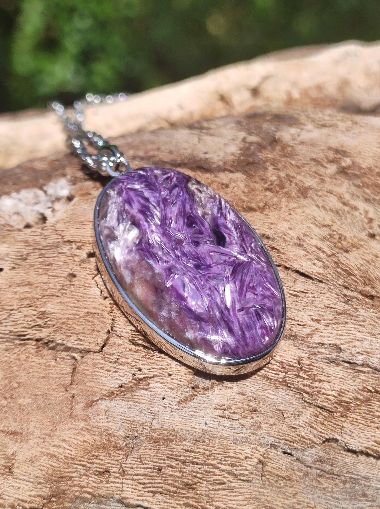 Charoite - 925 argent serti collier de pierres précieuses violet violet pierre de guérison naturelle énergie rareté homme femme il son cadeau noble qualité haute qualité