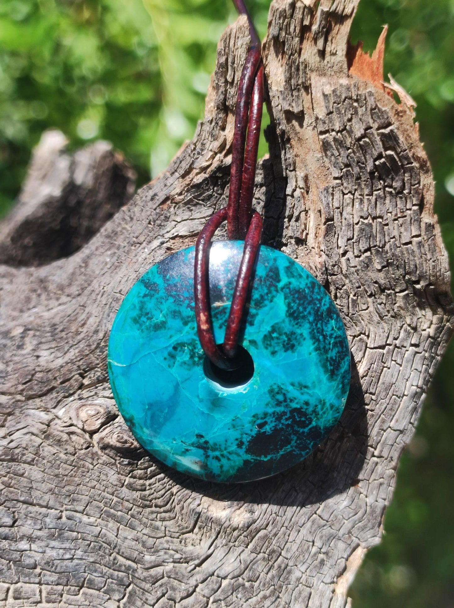 Chrysocolla Chrysocolla Donut 30mm Gemstone Necklace Healing Stone Protection Symbol Man Woman Happiness HIPPIE GOA Boho Tibet Ethnic Natural Rarity Gift