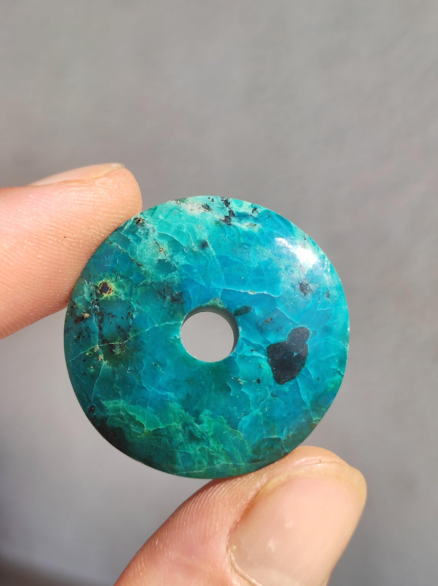 Chrysocolla Chrysocolla Donut 30mm Gemstone Necklace Healing Stone Protection Symbol Man Woman Happiness HIPPIE GOA Boho Tibet Ethnic Natural Rarity Gift