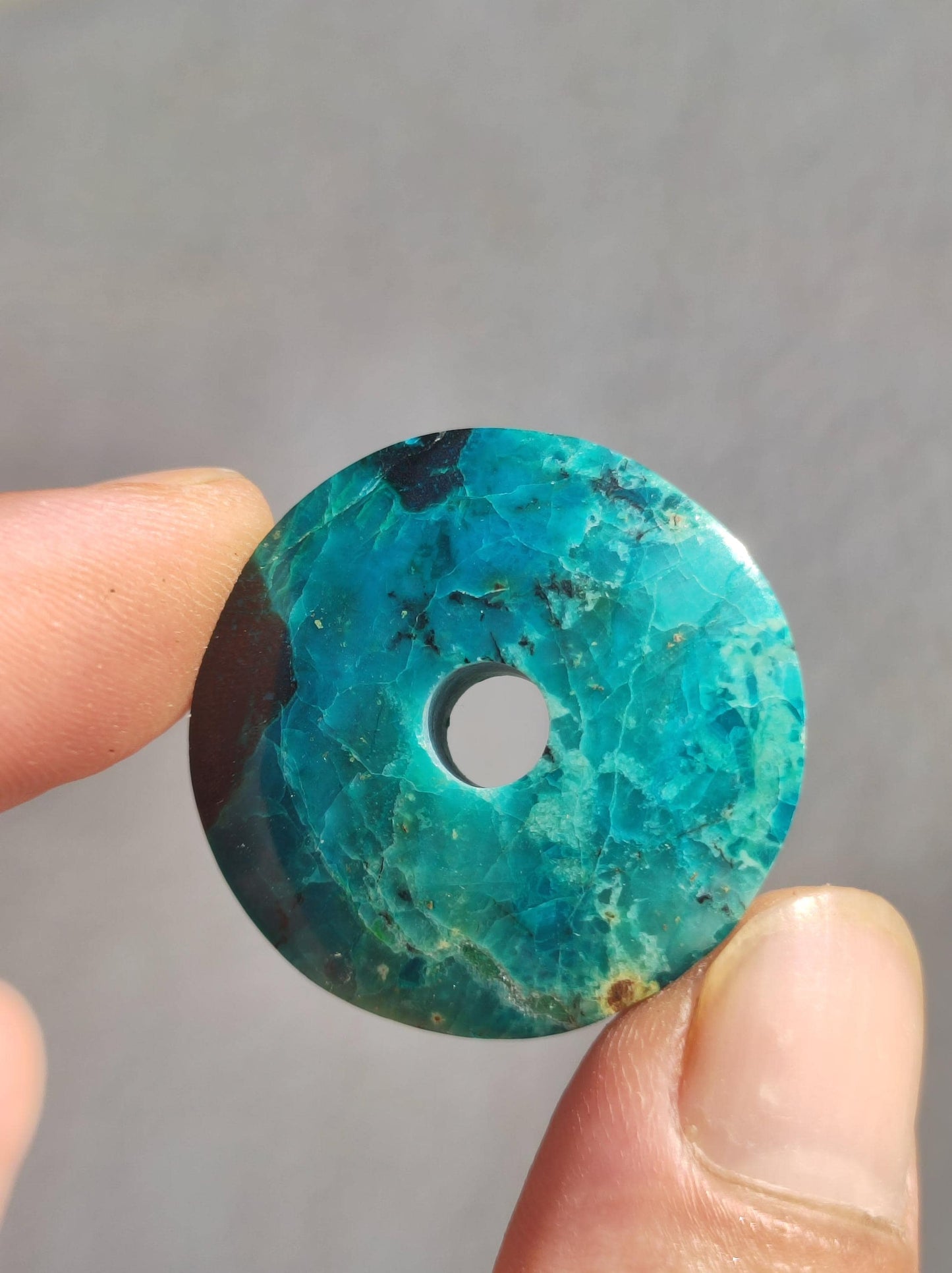 Chrysocolla Chrysocolla Donut 30mm Gemstone Necklace Healing Stone Protection Symbol Man Woman Happiness HIPPIE GOA Boho Tibet Ethnic Natural Rarity Gift