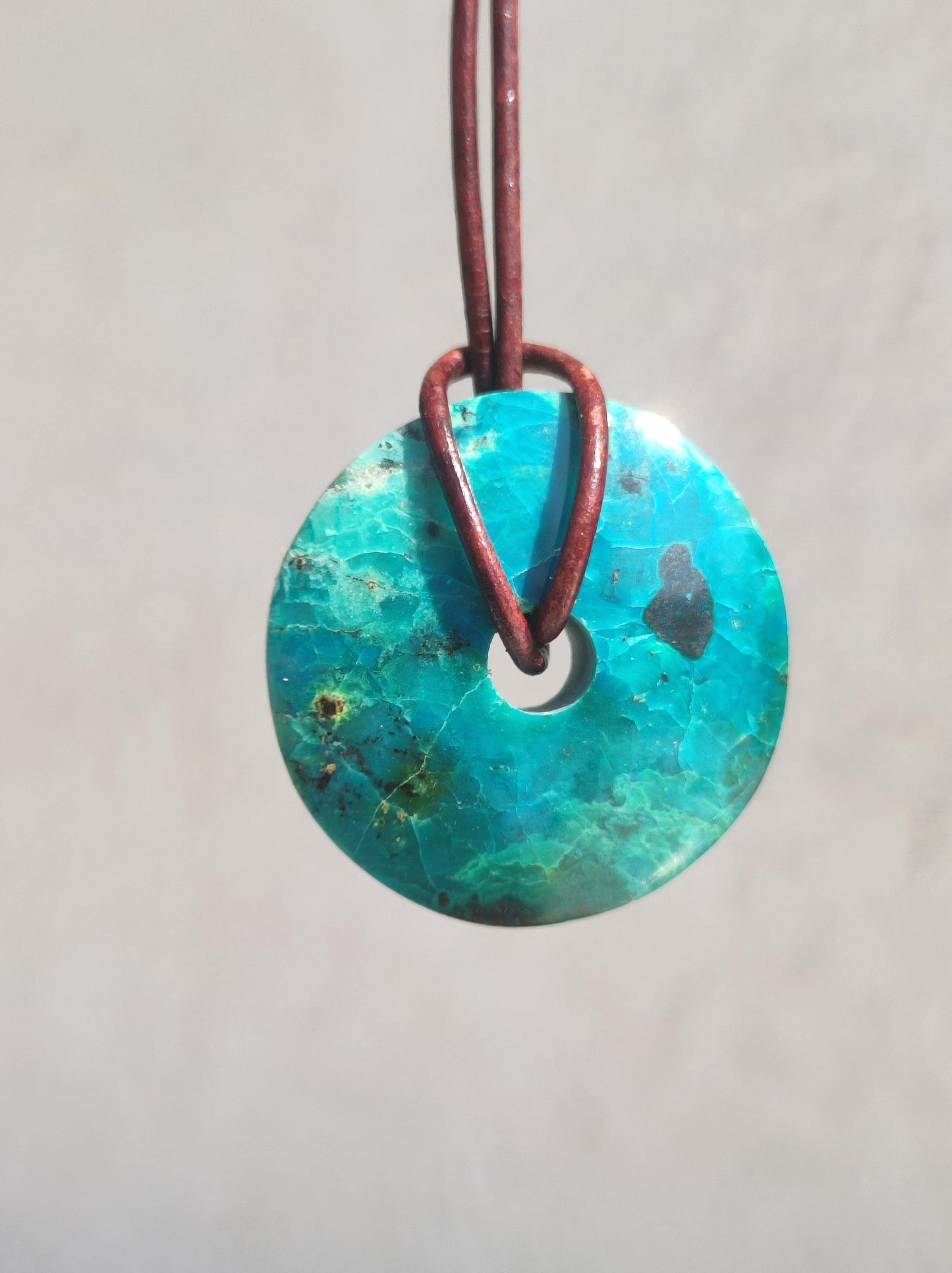 Chrysocolla Chrysocolla Donut 30mm Gemstone Necklace Healing Stone Protection Symbol Man Woman Happiness HIPPIE GOA Boho Tibet Ethnic Natural Rarity Gift