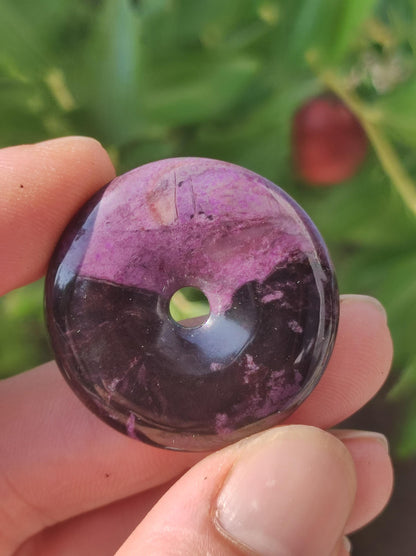 Sugilite protection donut gemstone crystal healing stone rarity rare collector sugilite purple pendant round gift man woman he her friend violet