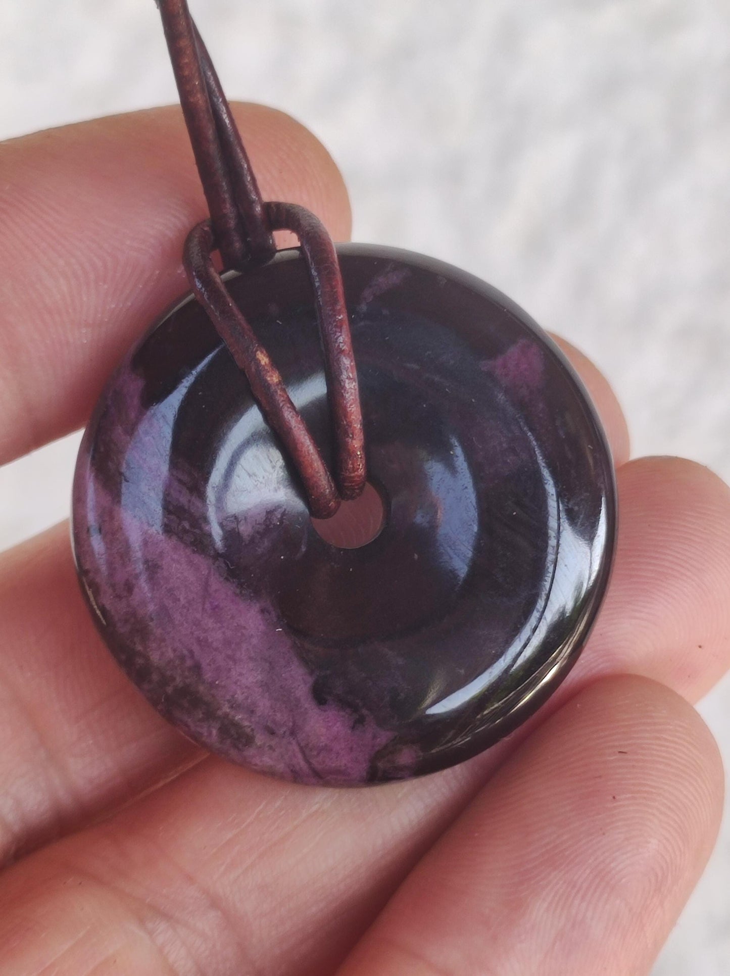 Sugilite protection donut gemstone crystal healing stone rarity rare collector sugilite purple pendant round gift man woman he her friend violet