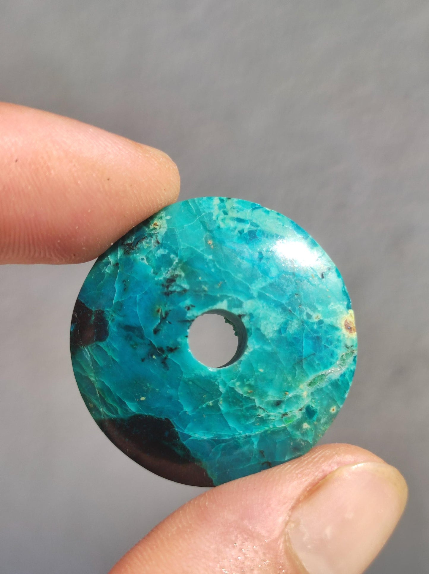 Chrysocolla Chrysocolla Donut 30mm Gemstone Necklace Healing Stone Protection Symbol Man Woman Happiness HIPPIE GOA Boho Tibet Ethnic Natural Rarity Gift