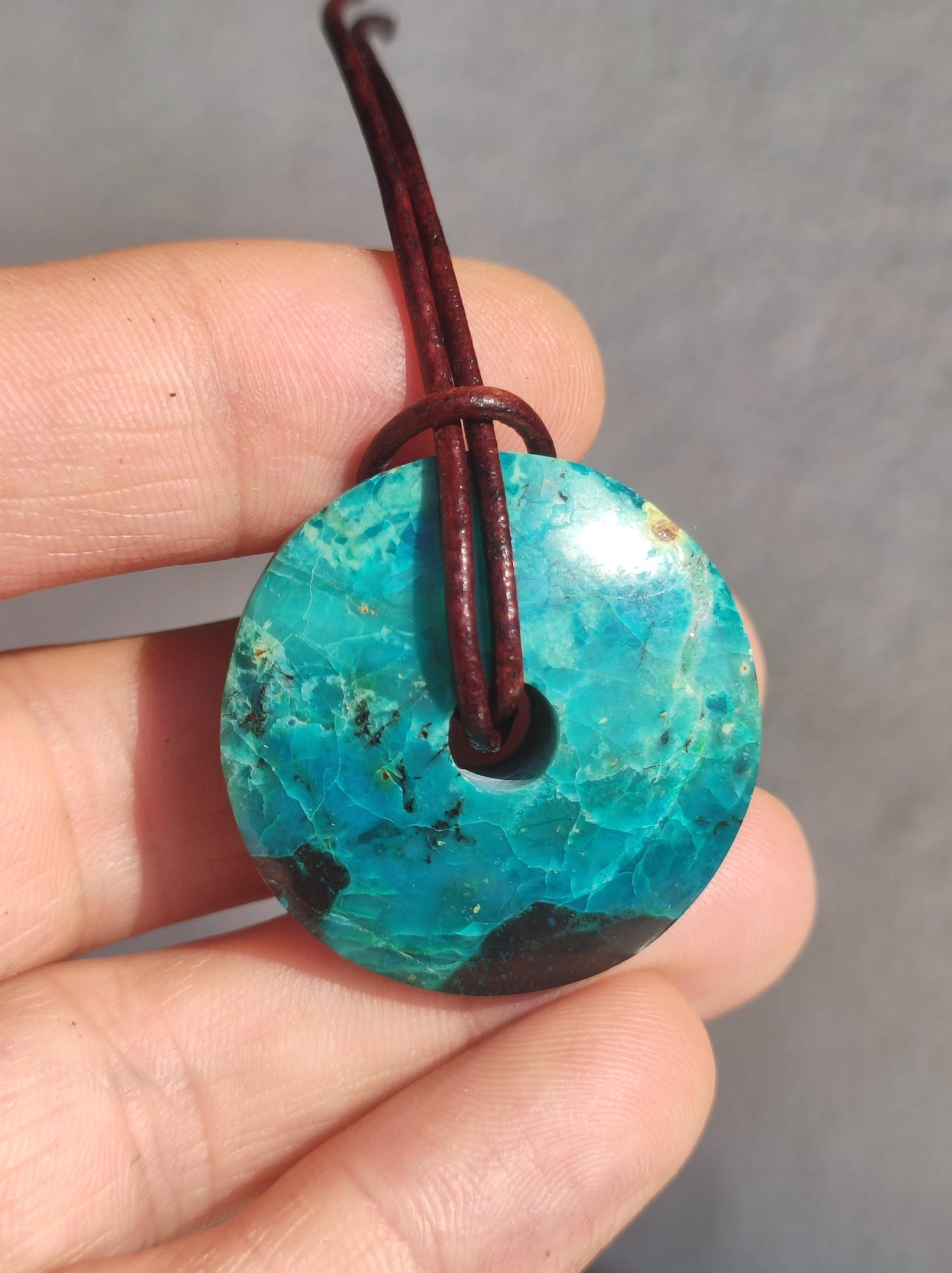 Chrysocolla Chrysocolla Donut 30mm Gemstone Necklace Healing Stone Protection Symbol Man Woman Happiness HIPPIE GOA Boho Tibet Ethnic Natural Rarity Gift