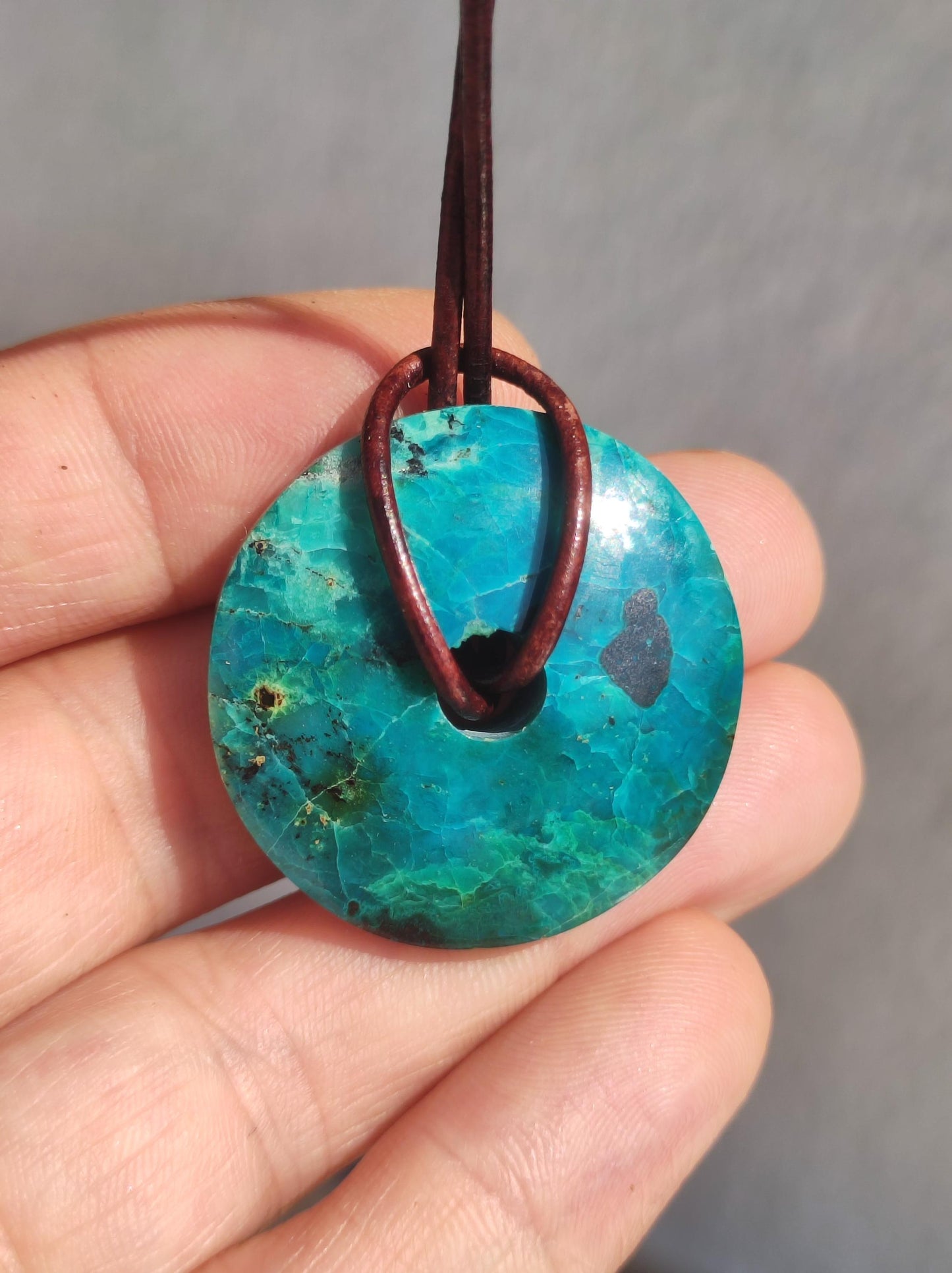 Chrysocolla Chrysocolla Donut 30mm Gemstone Necklace Healing Stone Protection Symbol Man Woman Happiness HIPPIE GOA Boho Tibet Ethnic Natural Rarity Gift