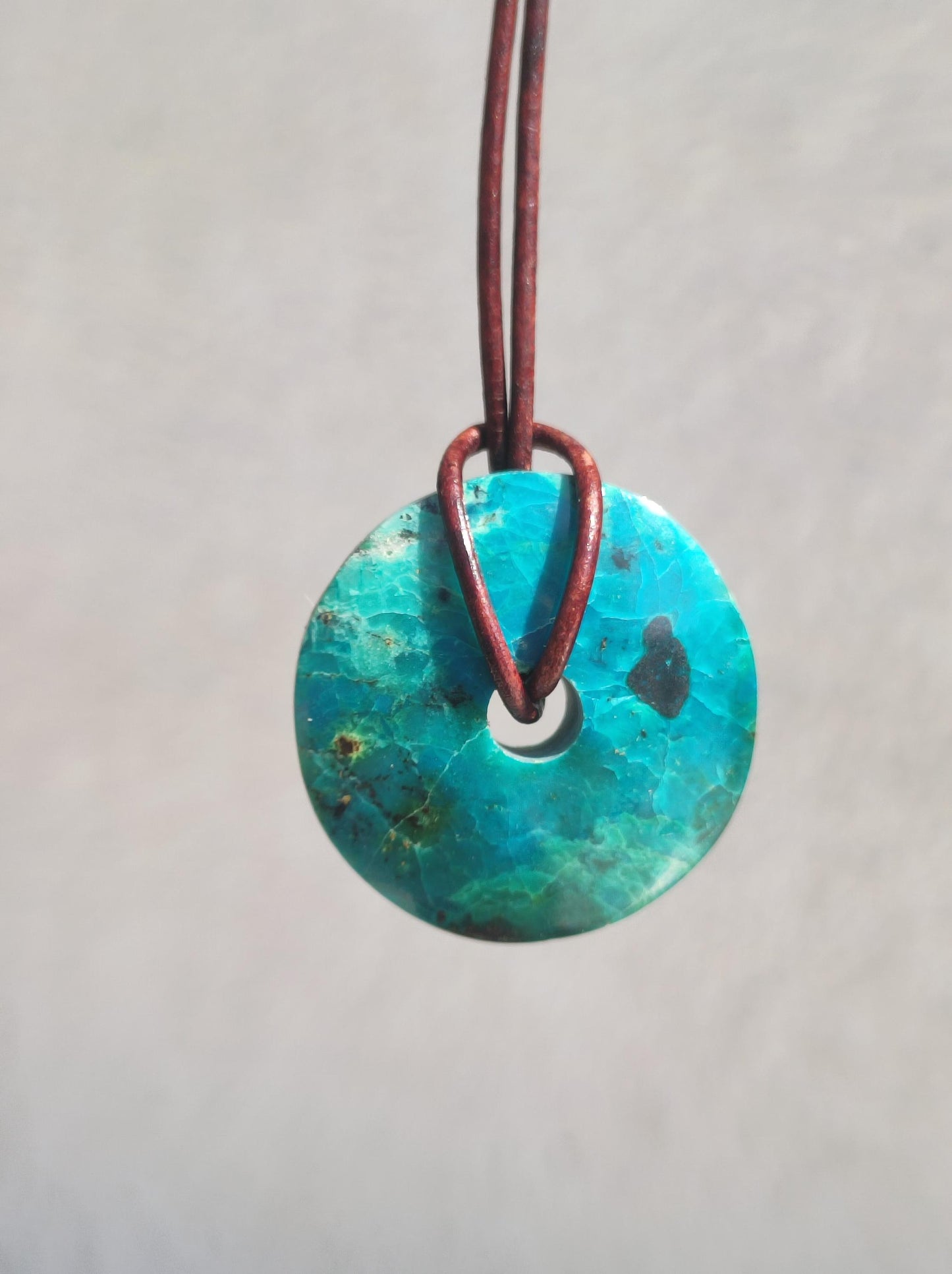 Chrysocolla Chrysocolla Donut 30mm Gemstone Necklace Healing Stone Protection Symbol Man Woman Happiness HIPPIE GOA Boho Tibet Ethnic Natural Rarity Gift