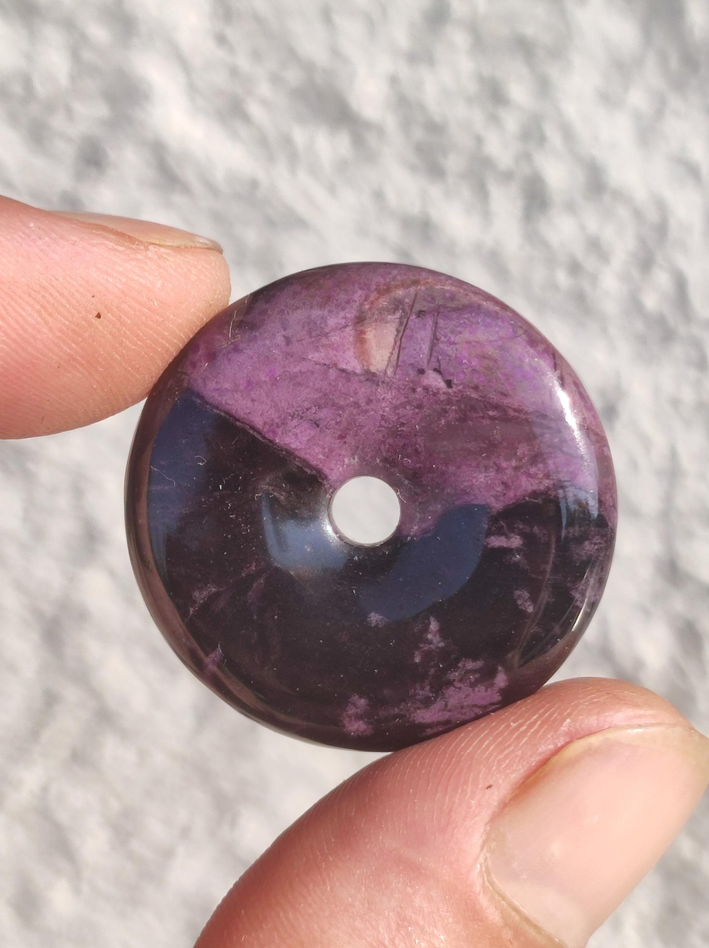 Sugilite protection donut gemstone crystal healing stone rarity rare collector sugilite purple pendant round gift man woman he her friend violet