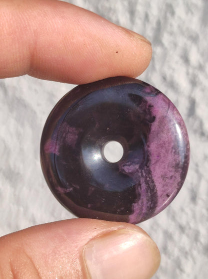 Sugilite protection donut gemstone crystal healing stone rarity rare collector sugilite purple pendant round gift man woman he her friend violet