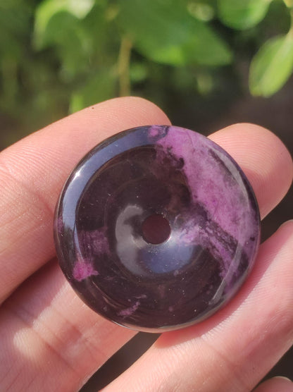 Sugilite protection donut gemstone crystal healing stone rarity rare collector sugilite purple pendant round gift man woman he her friend violet