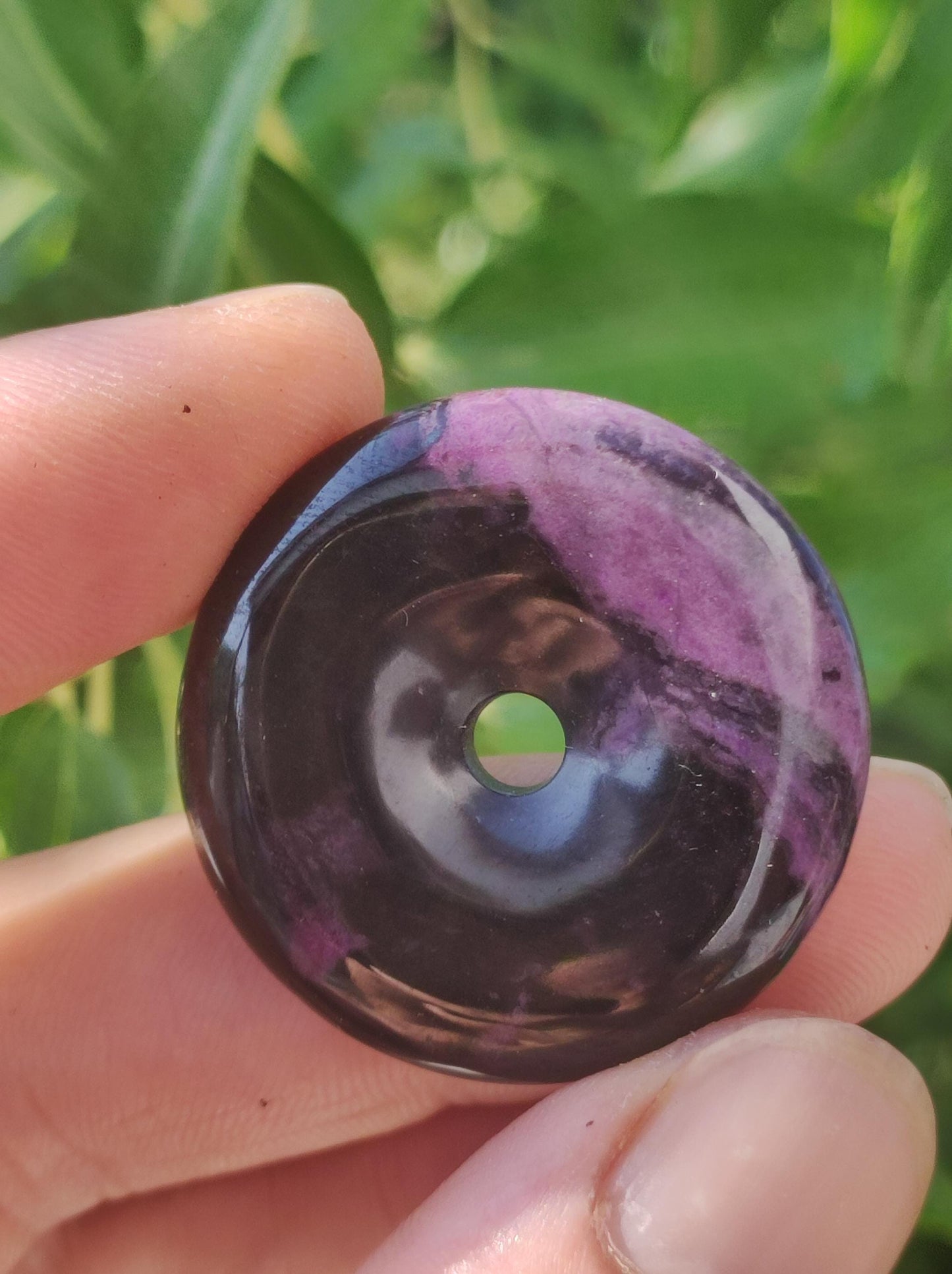 Sugilite protection donut gemstone crystal healing stone rarity rare collector sugilite purple pendant round gift man woman he her friend violet