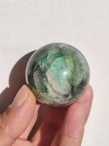 Quantum Quattro AAA Sphère ~ Boule de pierres précieuses magiques Massage et décoration Cristal Méditation Pierre de guérison Rareté Collecteur Minéral Chrysocolle Ronde