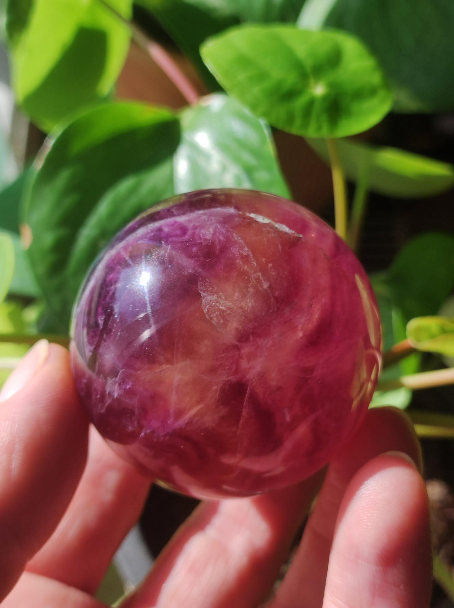 Fluorite violet rose rose rouge ~ Boule de pierres précieuses magique Massage et décoration Sphère Boule de jeu en cristal Méditation HIPPIE Pierre de guérison ethnique Trésor naturel