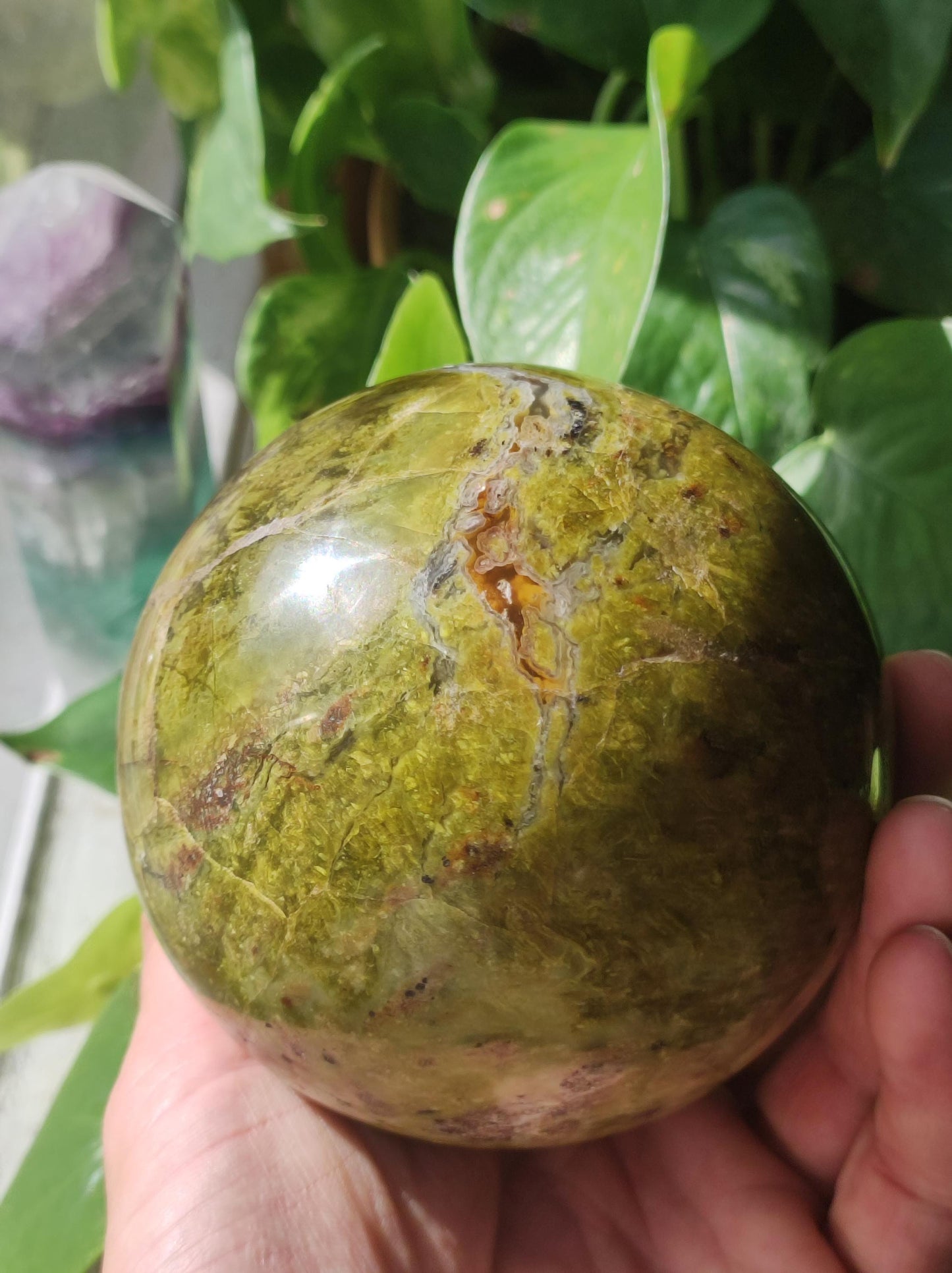 XXL 92mm Opal Grün ~ Magische Edelstein Kugel Massage & Deko Sphere Crystal Spielkugel Meditation ~HIPPIE ~GOA ~Boho ~Ethno ~Heilstein Natur