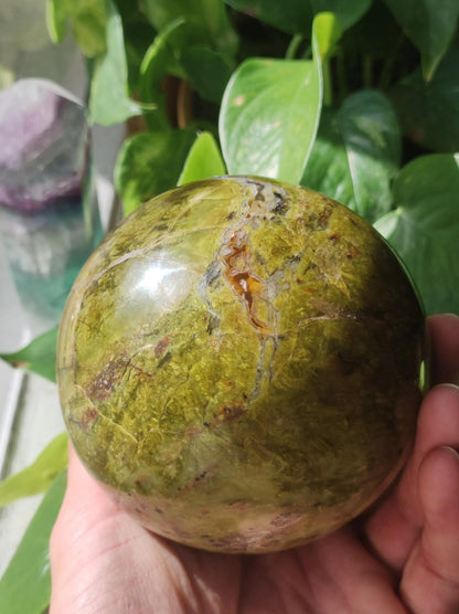 XXL 92mm Opal Grün ~ Magische Edelstein Kugel Massage & Deko Sphere Crystal Spielkugel Meditation ~HIPPIE ~GOA ~Boho ~Ethno ~Heilstein Natur