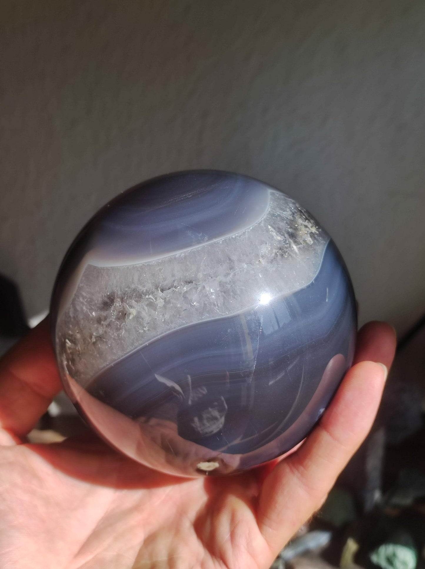 XXL 95mm Volcanic Achat - Edelstein Kugel Deko Sphere Massage Kristall  Sammler Meditation Heilstein Frau Mann Geschenk Er Sie Haus Energie