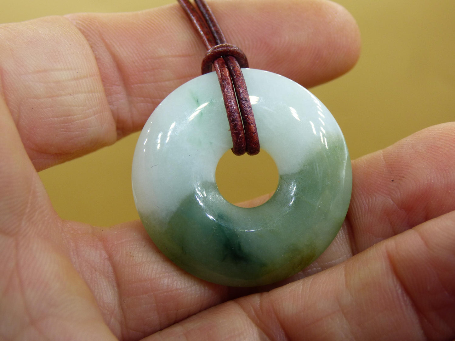 Burma Jade Donut *Rarity* ~ Gemstone Necklace ~HIPPIE ~GOA ~Boho ~Tibet ~Ethno ~Nature ~Donut ~Protection Symbol ~Healing Stone