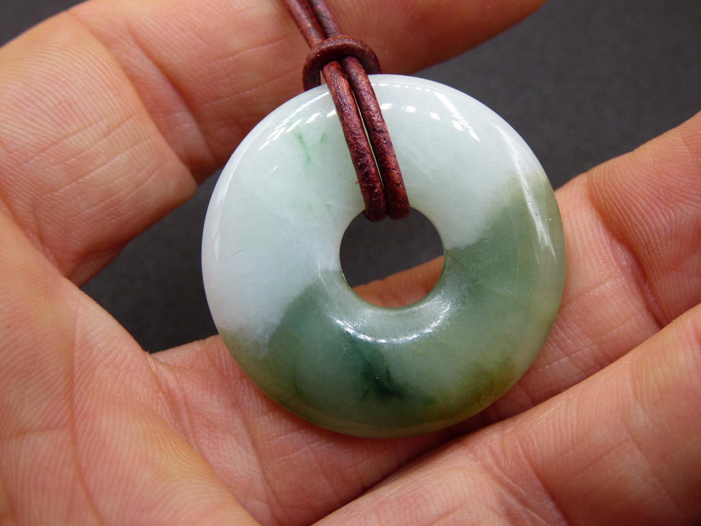 Burma Jade Donut *Rarity* ~ Gemstone Necklace ~HIPPIE ~GOA ~Boho ~Tibet ~Ethno ~Nature ~Donut ~Protection Symbol ~Healing Stone