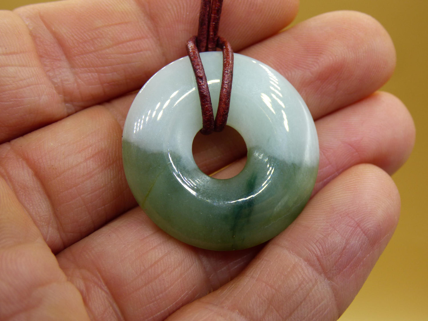 Burma Jade Donut *Rarity* ~ Gemstone Necklace ~HIPPIE ~GOA ~Boho ~Tibet ~Ethno ~Nature ~Donut ~Protection Symbol ~Healing Stone