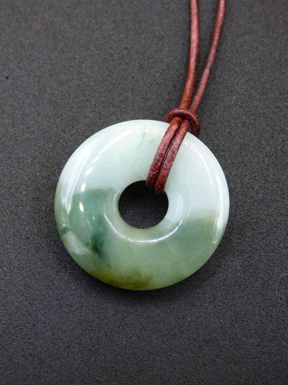 Burma Jade Donut *Rarity* ~ Gemstone Necklace ~HIPPIE ~GOA ~Boho ~Tibet ~Ethno ~Nature ~Donut ~Protection Symbol ~Healing Stone