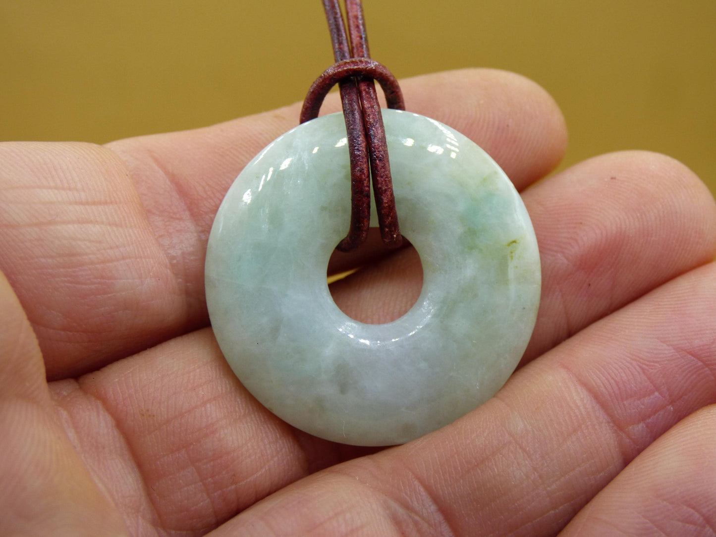 Burma Jade Donut *Rarity* ~ Gemstone Necklace ~HIPPIE ~GOA ~Boho ~Tibet ~Ethno ~Nature ~Donut ~Protection Symbol ~Healing Stone