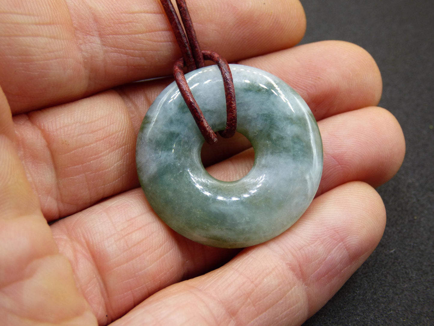 Burma Jade Donut *Rarität* ~ Edelstein Kette ~HIPPIE ~GOA ~Boho ~Tibet ~Ethno ~Nature ~Donut ~Schutzsymbol ~Heilstein