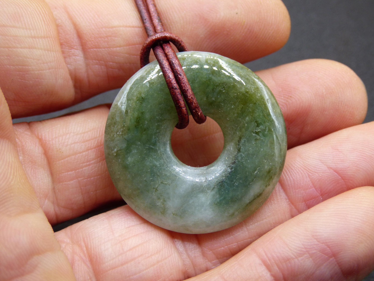 Burma Jade Donut *Rarität* ~ Edelstein Kette ~HIPPIE ~GOA ~Boho ~Tibet ~Ethno ~Nature ~Donut ~Schutzsymbol ~Heilstein