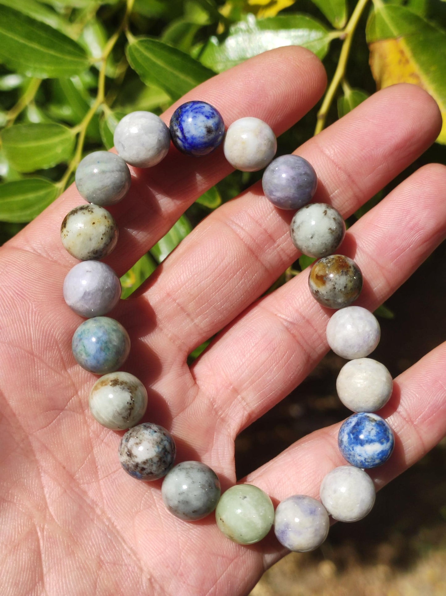 10mm Hackmanite *Rarity* Gemstone Stretch Bracelet blue pink white Pearls Crystal Gift Man Woman Rare Healing Stone He She Father Mother