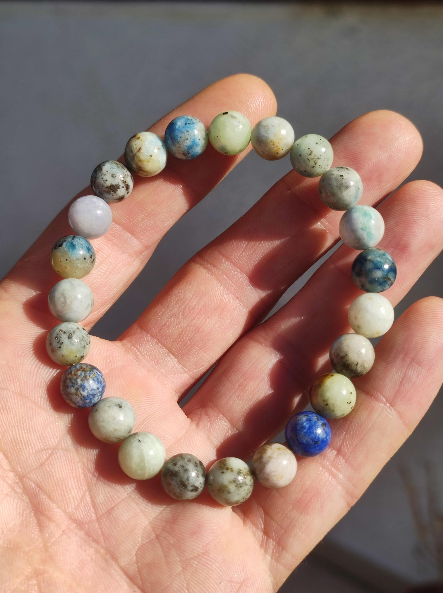 8mm Hackmanite *Rarity* Gemstone Stretch Bracelet Blue Pink White Pearls Crystal Gift Man Woman Rare Healing Stone He She Father Mother