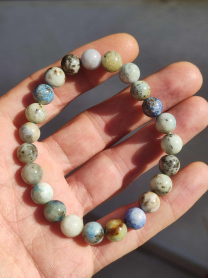 8mm Hackmanite *Rarity* Gemstone Stretch Bracelet Blue Pink White Pearls Crystal Gift Man Woman Rare Healing Stone He She Father Mother