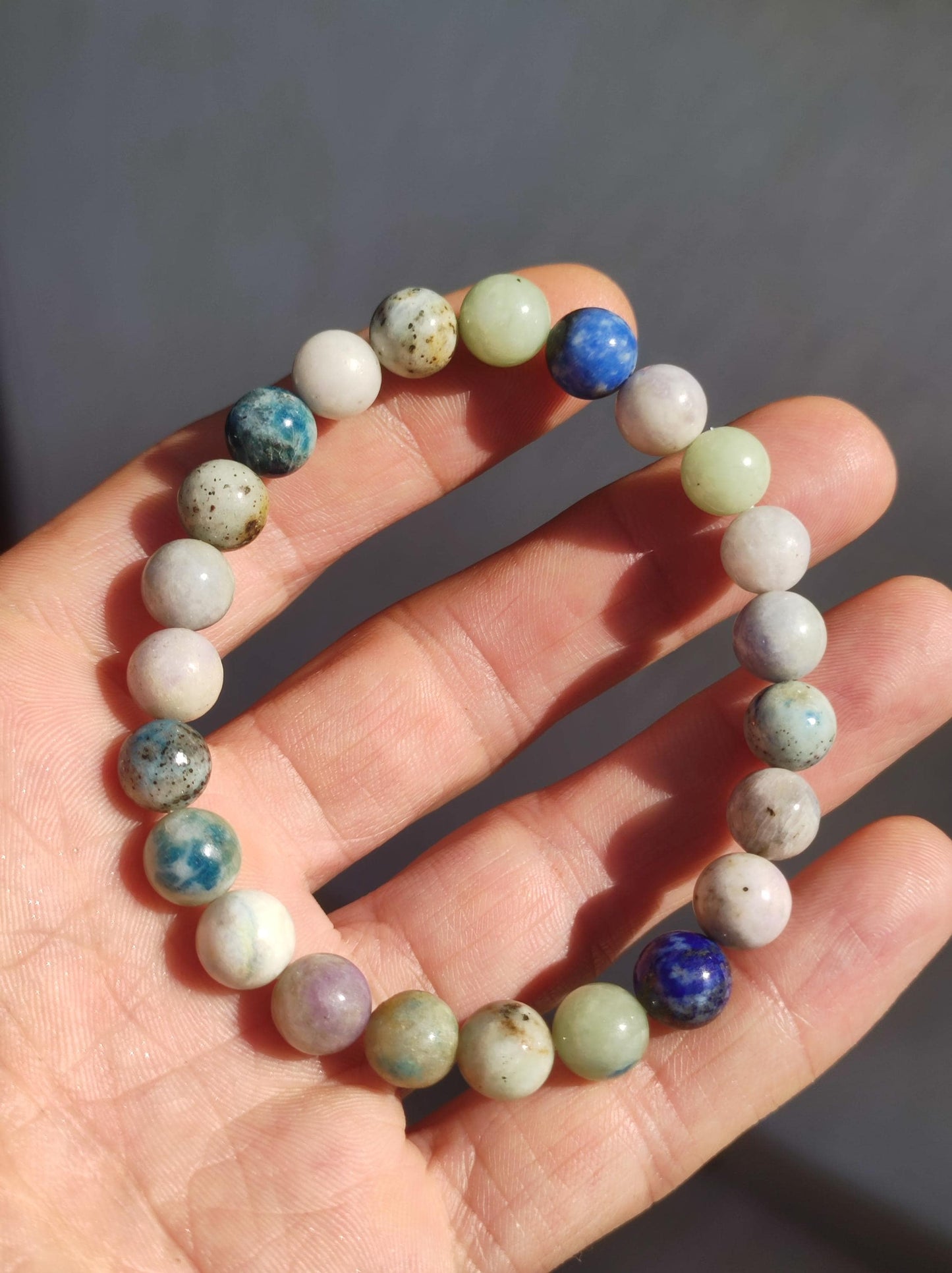 8mm Hackmanite *Rarity* Gemstone Stretch Bracelet Blue Pink White Pearls Crystal Gift Man Woman Rare Healing Stone He She Father Mother