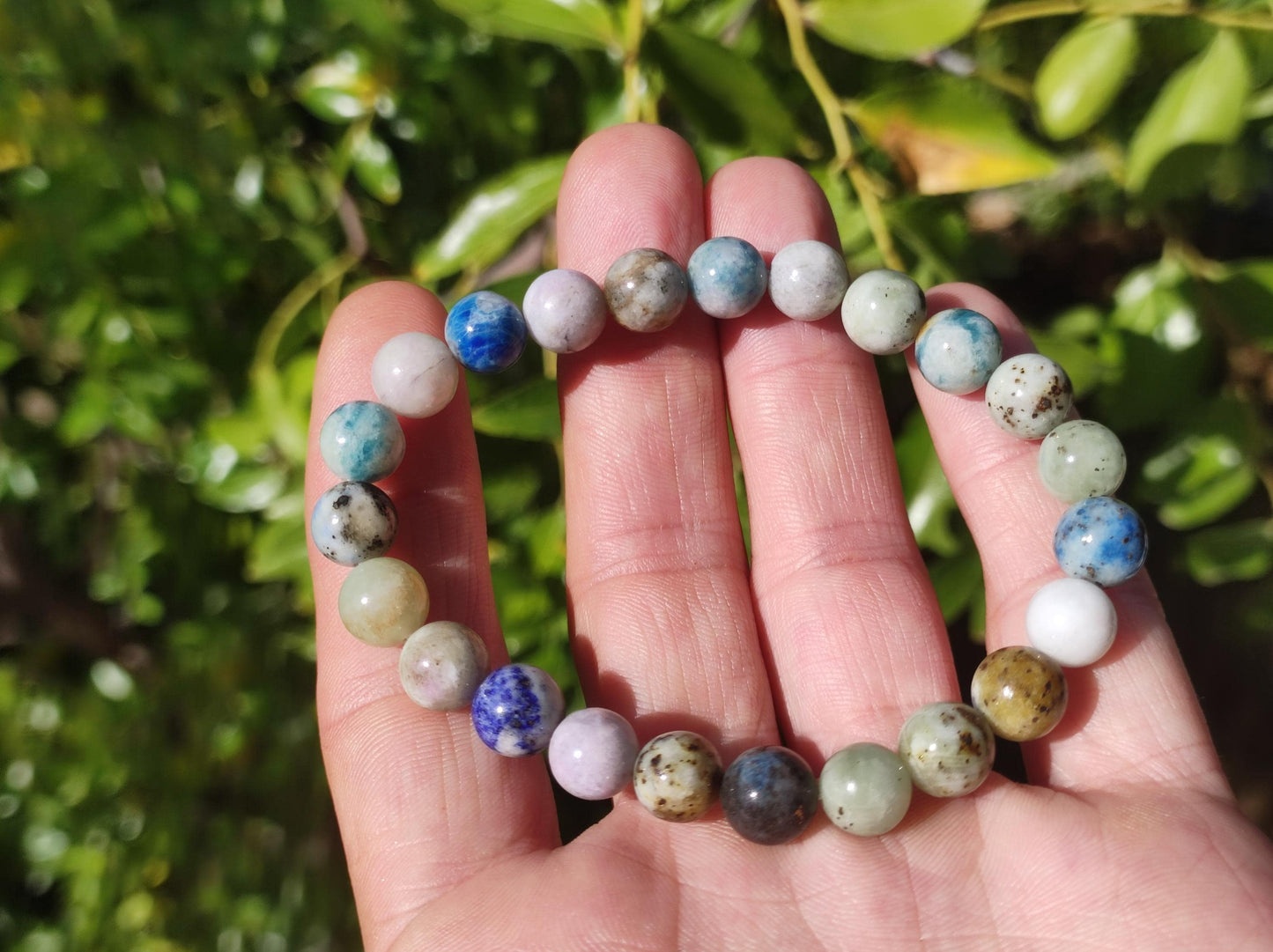 8mm Hackmanite *Rarity* Gemstone Stretch Bracelet Blue Pink White Pearls Crystal Gift Man Woman Rare Healing Stone He She Father Mother