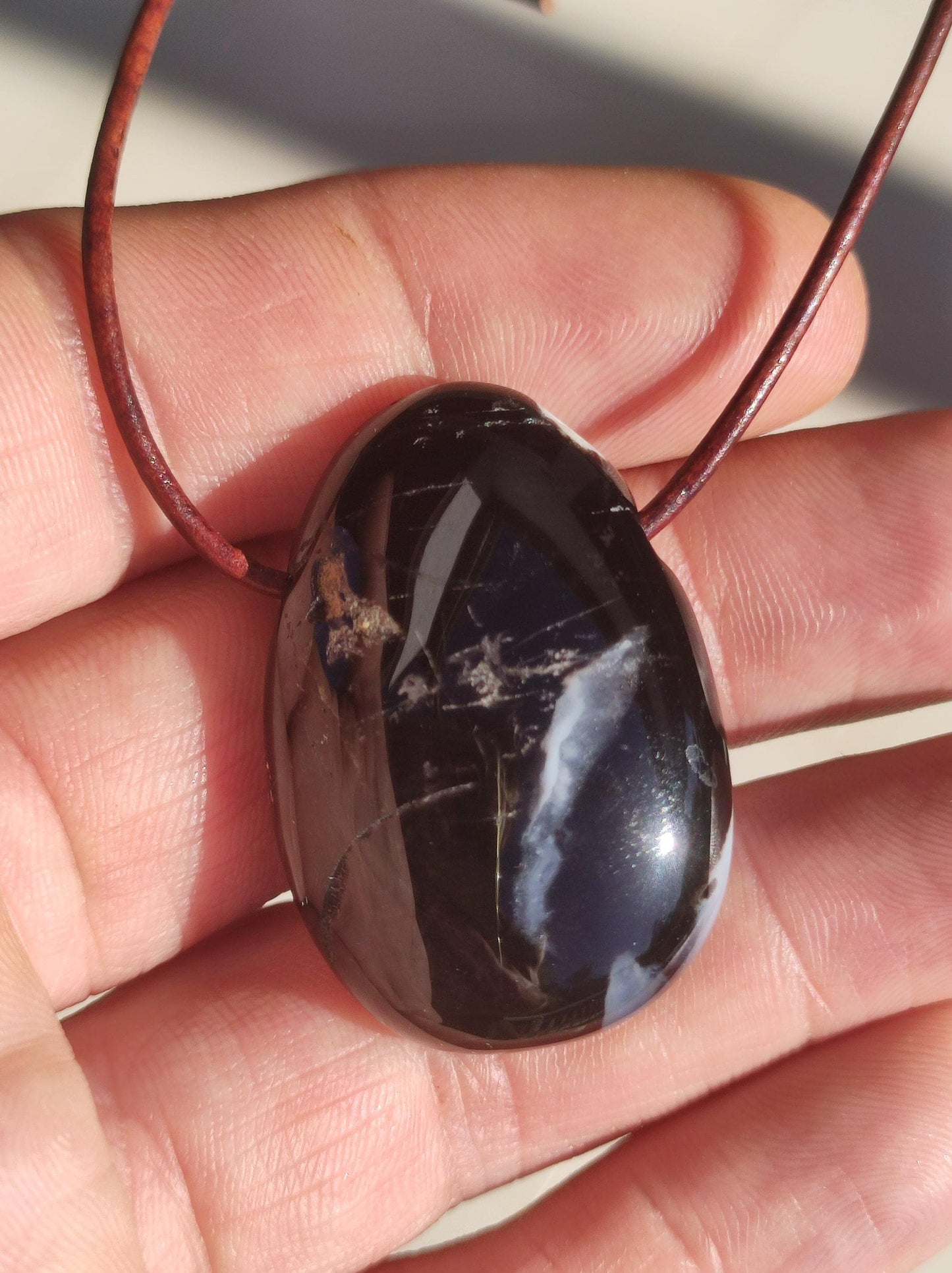 Onyx ~ Gemstone Necklace Black Man Woman Child Gift Him Her Natural Real Energy Jewelry Pendant Lucky Protection Healing Stone Hippie Ethno Boho