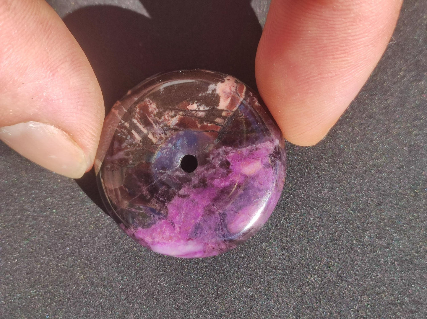 Sugilite protection donut gemstone crystal healing stone rarity rare collector sugilite purple pendant round gift man woman he her friend violet