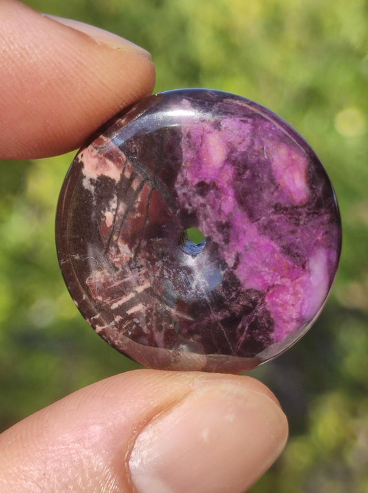 Sugilite protection donut gemstone crystal healing stone rarity rare collector sugilite purple pendant round gift man woman he her friend violet