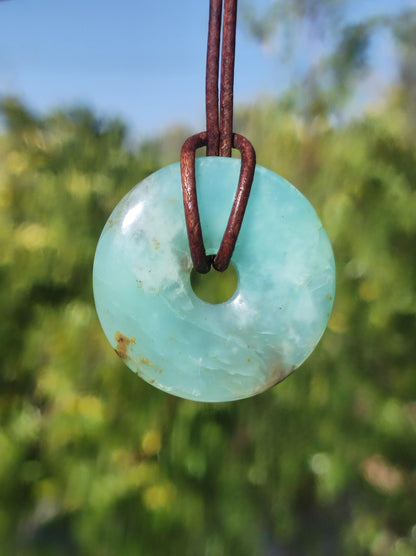 Opal Andenopal blau ~ Edelstein Kette HIPPIE GOA Boho Ethno Nature Donut Schutzsymbol Heilstein Chakra Sammler Mineral Rarität Mann Frau