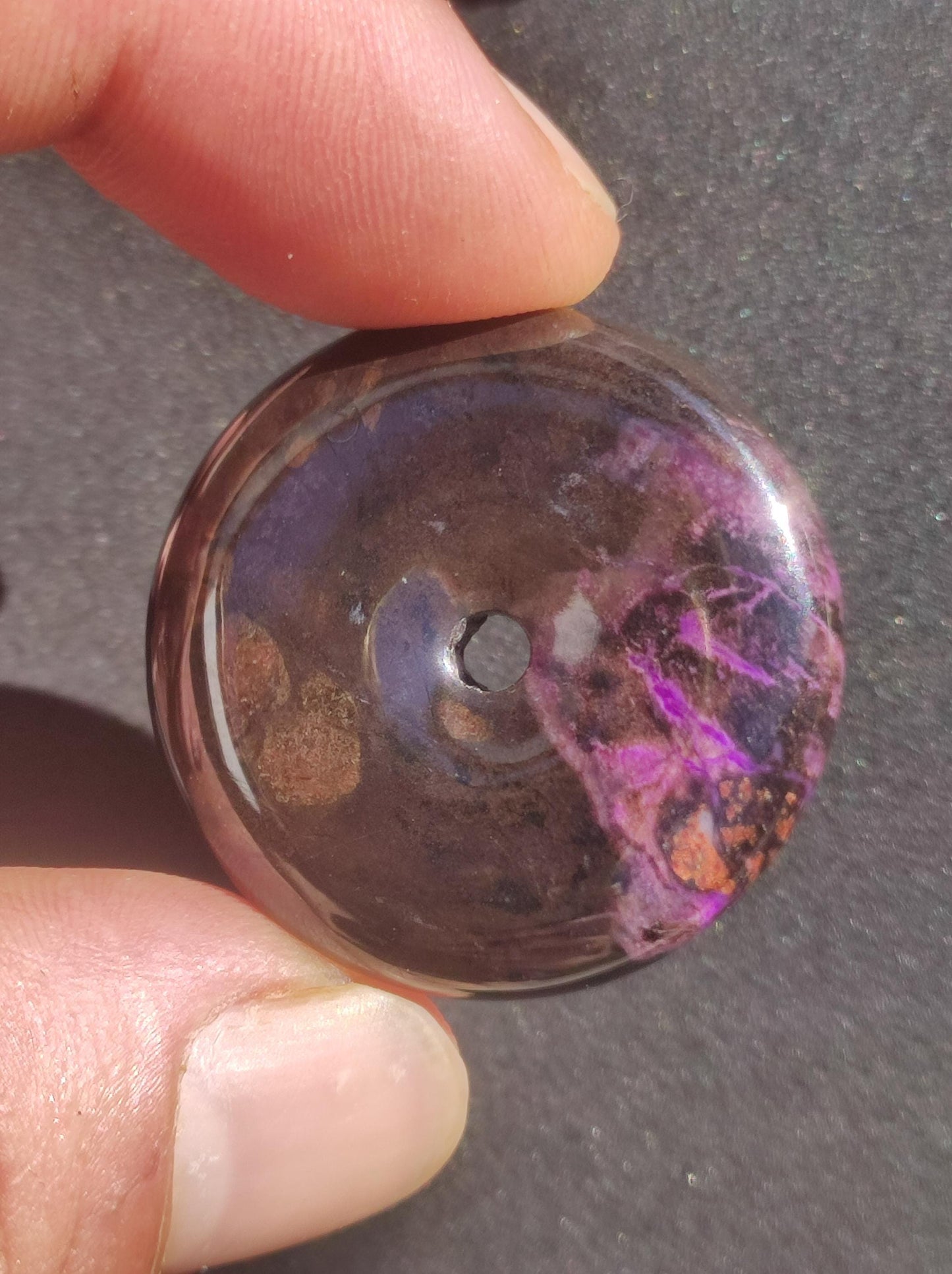 Sugilite protection donut gemstone crystal healing stone rarity rare collector sugilite purple pendant round gift man woman he her friend violet