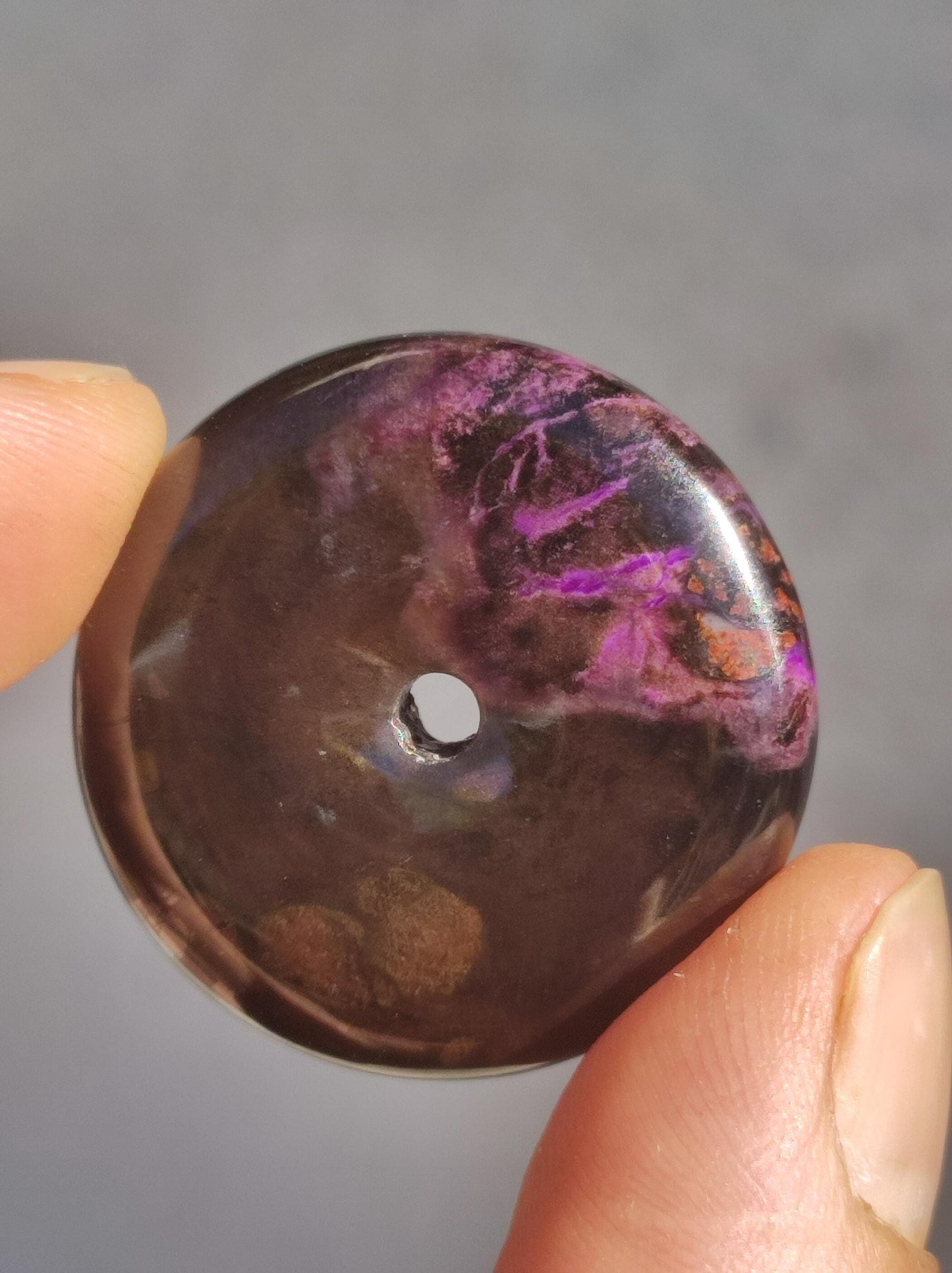 Sugilite protection donut gemstone crystal healing stone rarity rare collector sugilite purple pendant round gift man woman he her friend violet