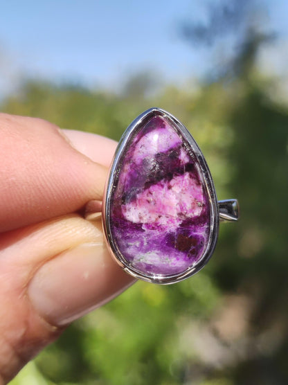 Sugilite Ring - 925 Sterling Silver - Gemstone Purple Healing Stone Natural Cabochon Woman Gift Her Mother's Day Grandma Christmas Crystal Rare