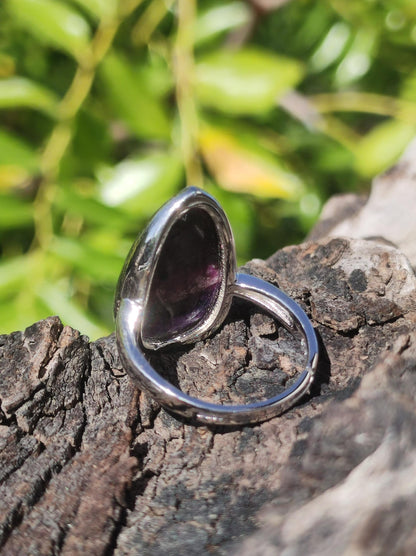 Sugilite Ring - 925 Sterling Silver - Gemstone Purple Healing Stone Natural Cabochon Woman Gift Her Mother's Day Grandma Christmas Crystal Rare