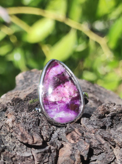 Sugilite Ring - 925 Sterling Silver - Gemstone Purple Healing Stone Natural Cabochon Woman Gift Her Mother's Day Grandma Christmas Crystal Rare