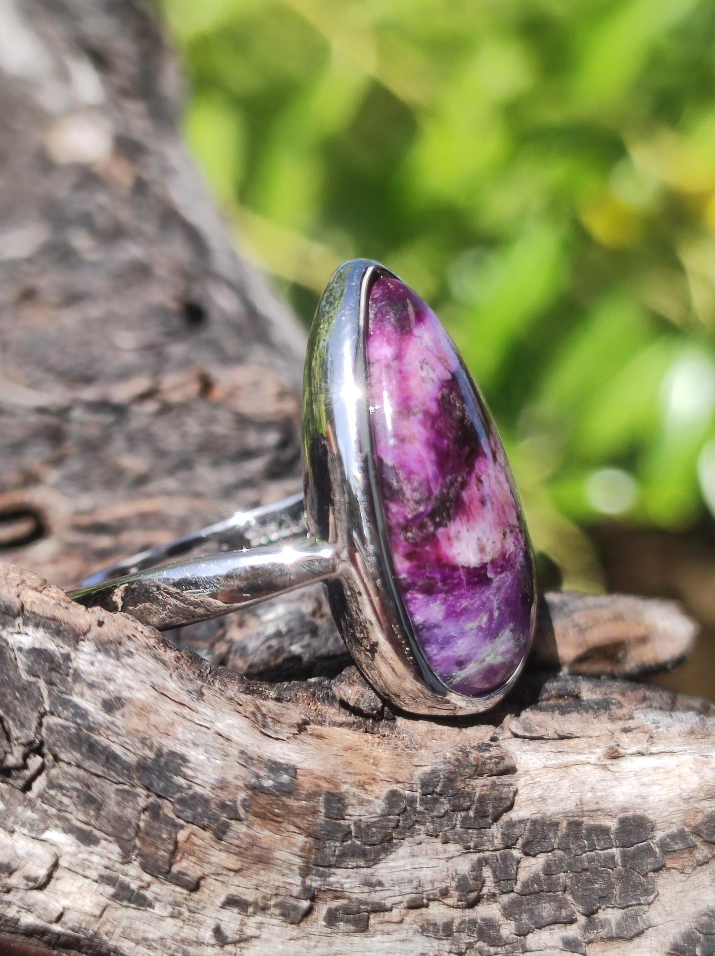 Sugilite Ring - 925 Sterling Silver - Gemstone Purple Healing Stone Natural Cabochon Woman Gift Her Mother's Day Grandma Christmas Crystal Rare