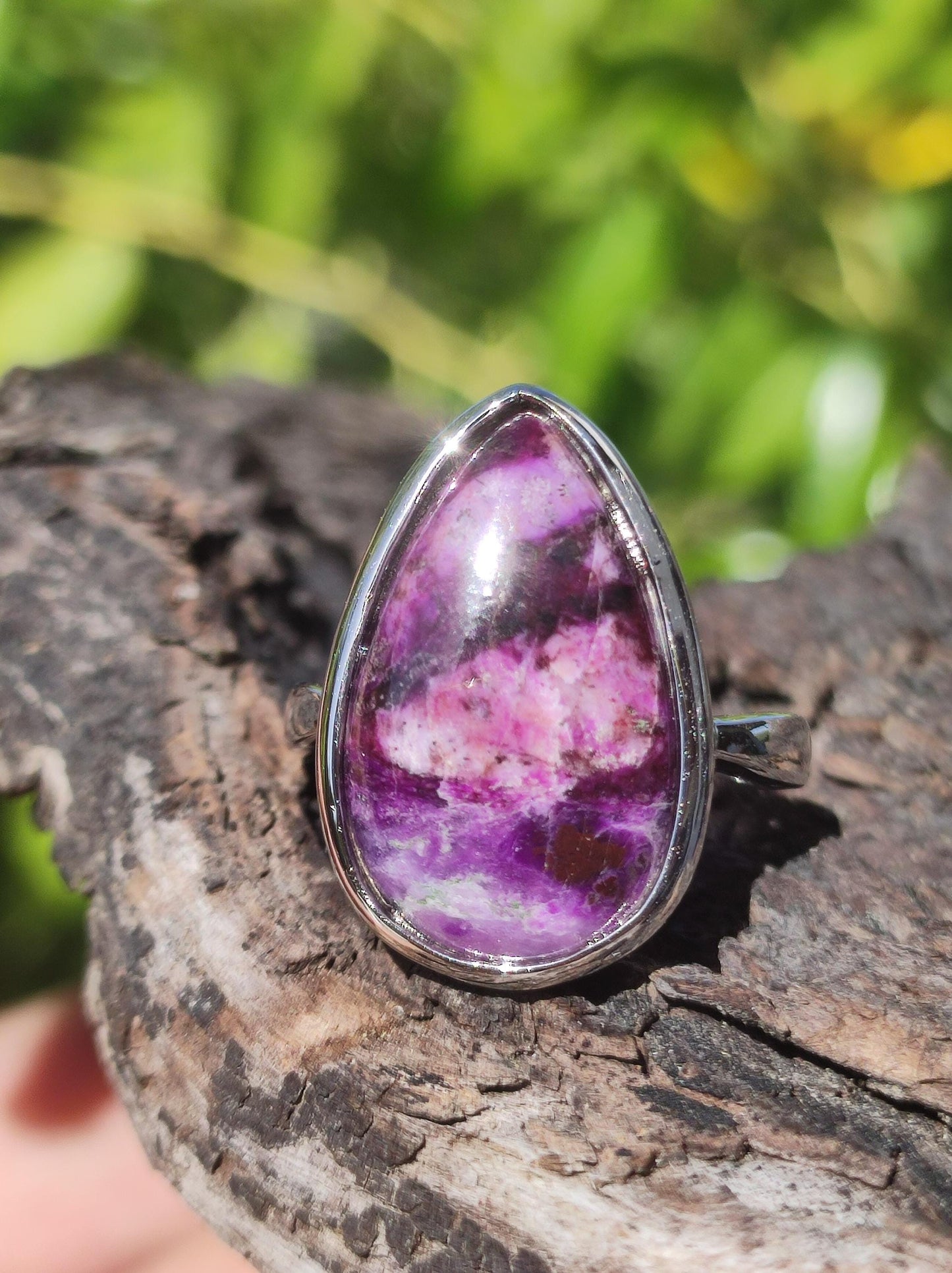 Sugilite Ring - 925 Sterling Silver - Gemstone Purple Healing Stone Natural Cabochon Woman Gift Her Mother's Day Grandma Christmas Crystal Rare